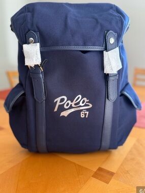 Polo by Ralph Lauren Navy Canvas Backpack with Polo 67 Logo